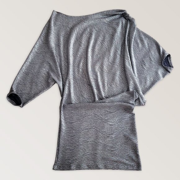 Sexy Asymmetrical Silver Party Mini Dress Cocktail Dress Size S - Picture 3 of 7